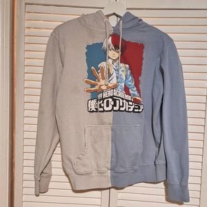 My Hero Academia Shoto Todoroki White & Blue Pullover Hoodie Sz Medium A15